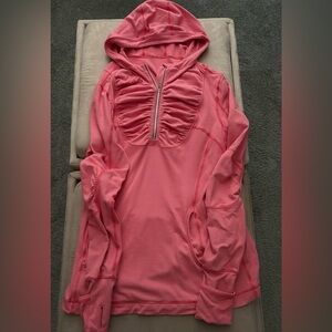 Lululemon Pink Ruched 1/4 Zip Hoodie